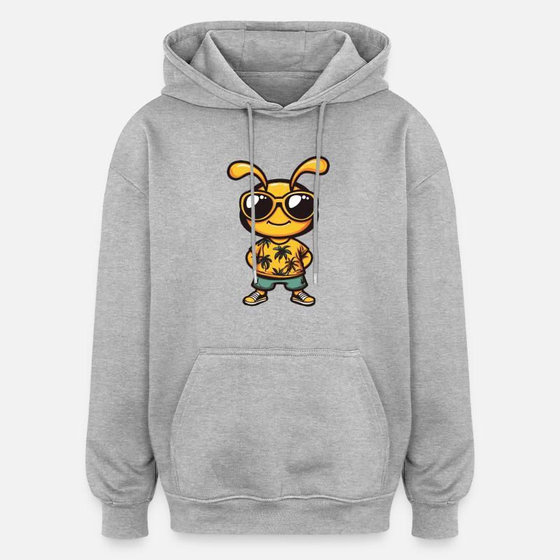 Fourmi Drôle d’été - Sweat à capuche oversize unisexe - gris chiné