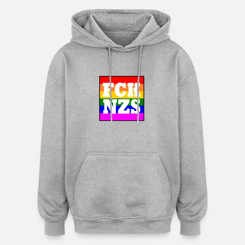 Fck nzs - Sweat à capuche oversize unisexe - gris chiné