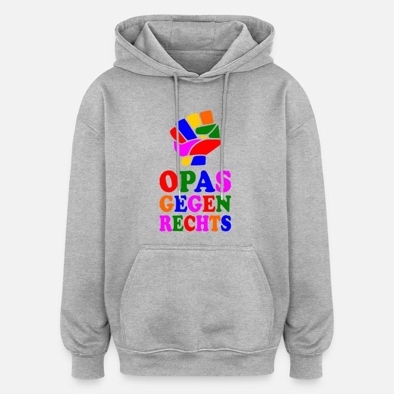 Opas gegen rechts - Oversized Unisex Hoodie - Grau meliert