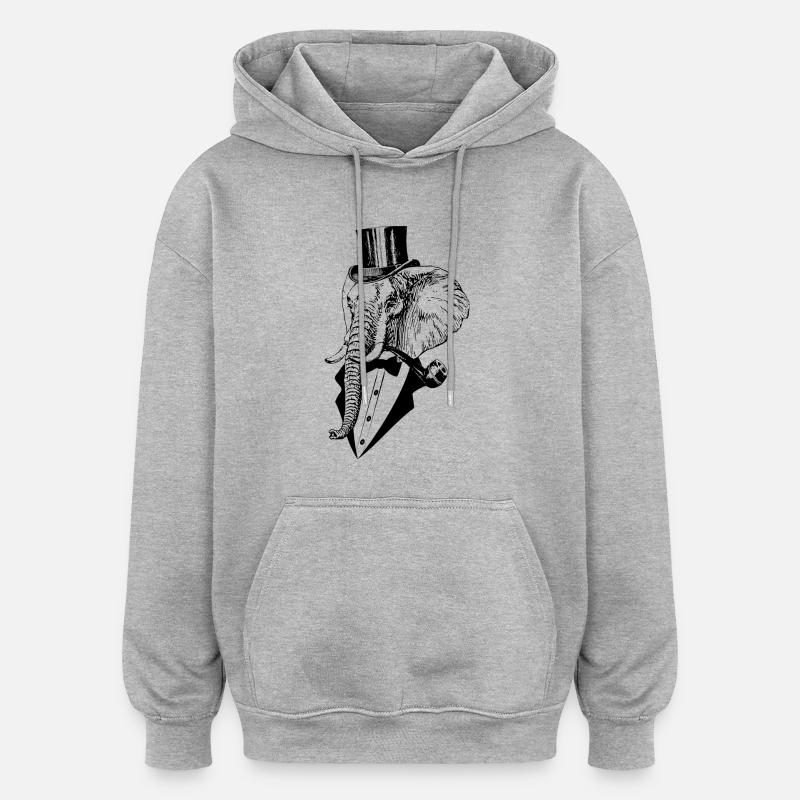 comme un monsieur Elephant - Sweat à capuche oversize unisexe - gris chiné