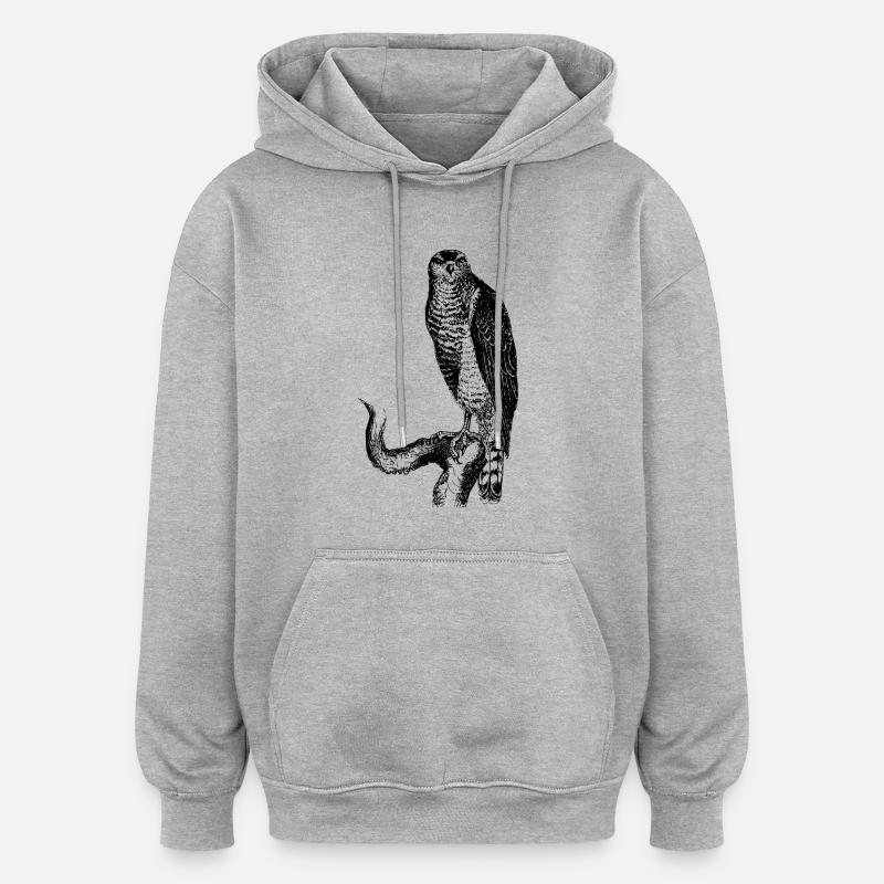 faucon - Sweat à capuche oversize unisexe - gris chiné