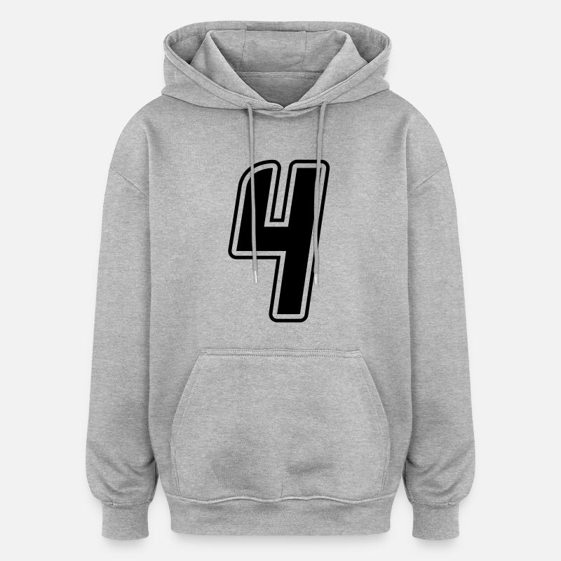 Numéro 4 - Sweat à capuche oversize unisexe - gris chiné