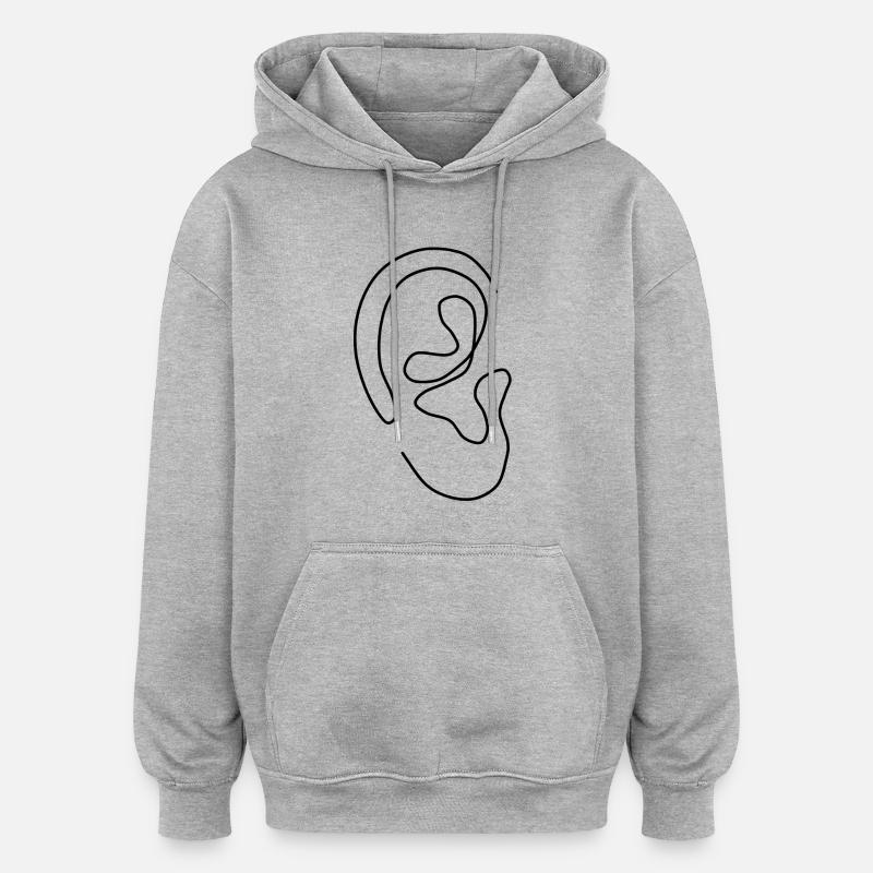 oreille - Sweat à capuche oversize unisexe - gris chiné