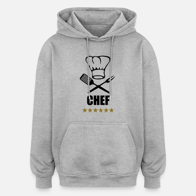Chef - Sweat à capuche oversize unisexe - gris chiné
