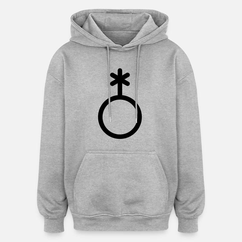 Icône Genderqueer, non-binaire - Sweat à capuche oversize unisexe - gris chiné
