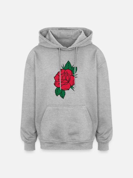 Rose - Dreifarbig - Oversized Unisex Hoodie - Grau meliert