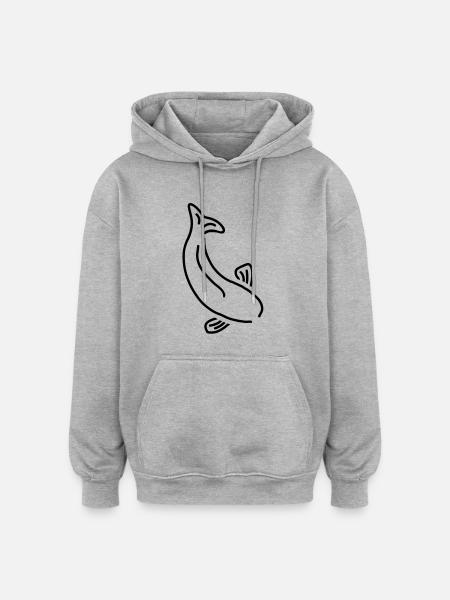 fisch__f1 - Sweat à capuche oversize unisexe - gris chiné