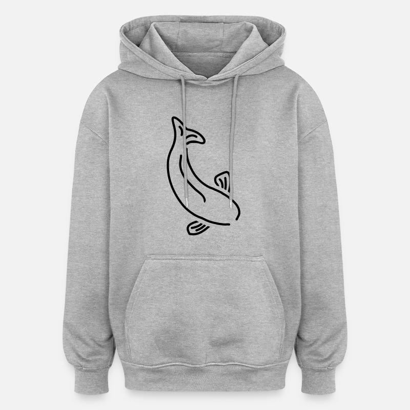 fisch__f1 - Sweat à capuche oversize unisexe - gris chiné