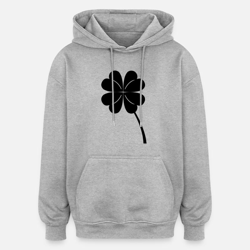 fourleaf_clover - Sweat à capuche oversize unisexe - gris chiné