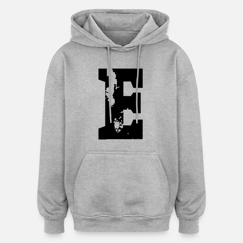 E - Buchstabe - Oversized Unisex Hoodie - Grau meliert