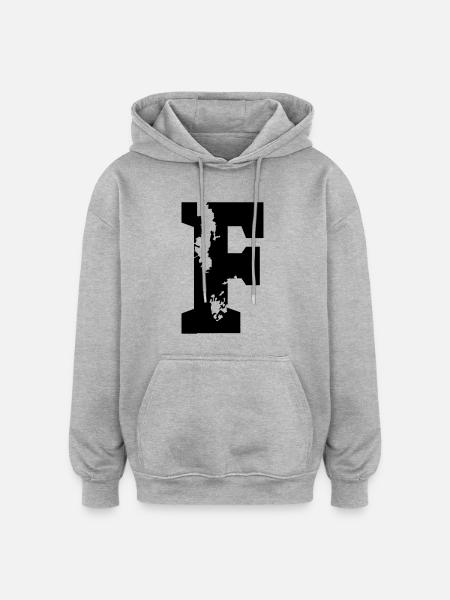 F - Buchstabe - Oversized Unisex Hoodie - Grau meliert