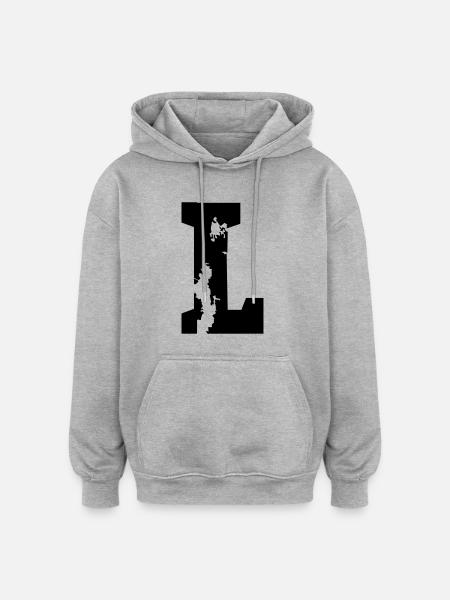 L - Buchstabe - Oversized Unisex Hoodie - Grau meliert