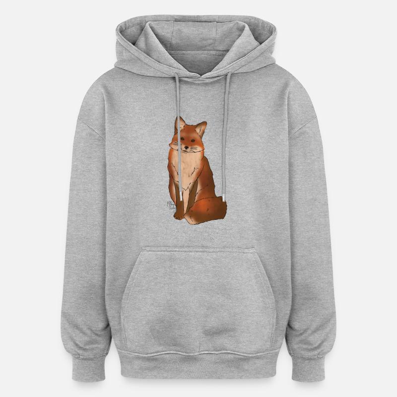 renarde - Sweat à capuche oversize unisexe - gris chiné