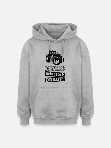 dorfkind_stolz_drauf_01 - Oversized Unisex Hoodie - Grau meliert