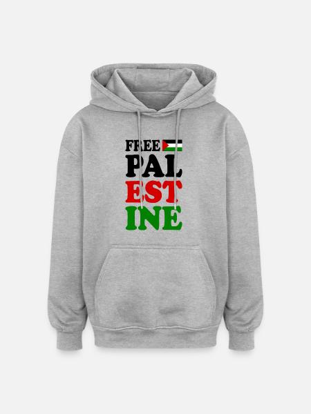Free palestine - Oversized luvtröja unisex - gråmelerad