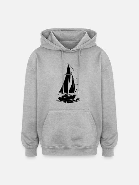 voilier - Sweat à capuche oversize unisexe - gris chiné