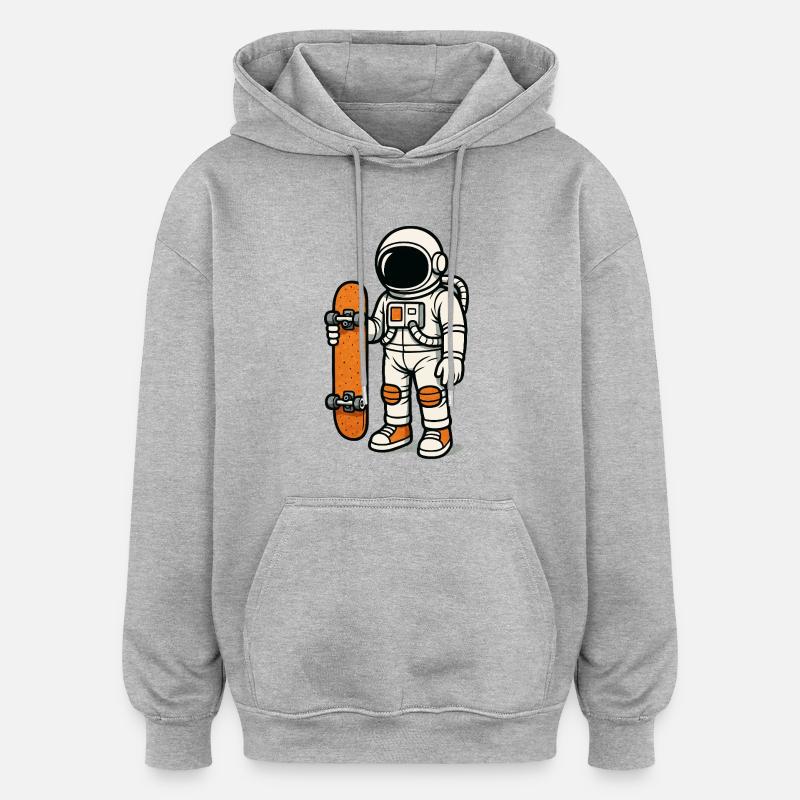 Planche à roulettes astronaute - Sweat à capuche oversize unisexe - gris chiné