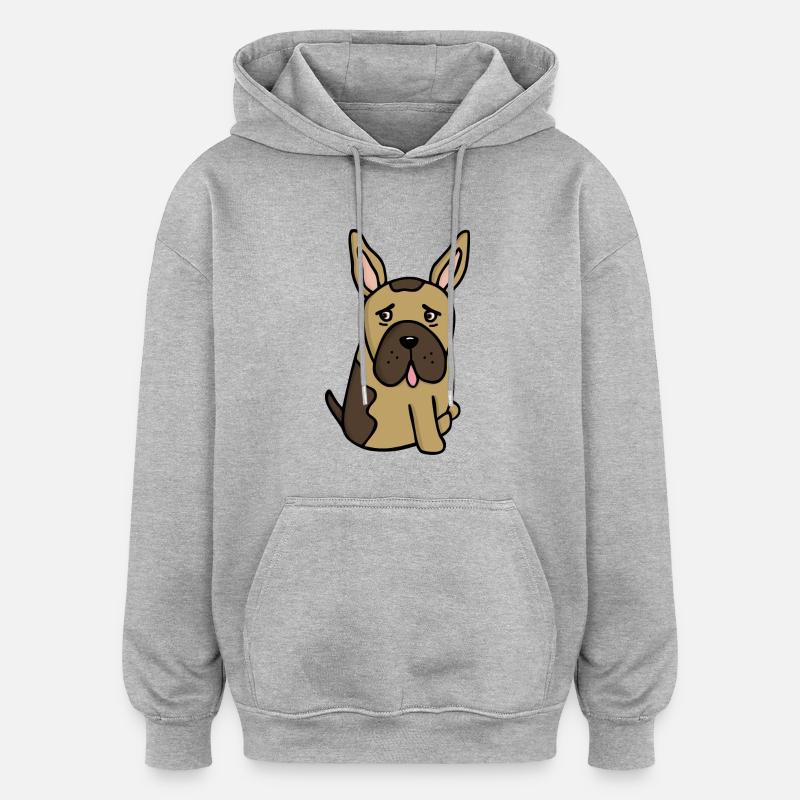 Français Buldog - bouledogue français - Sweat à capuche oversize unisexe - gris chiné