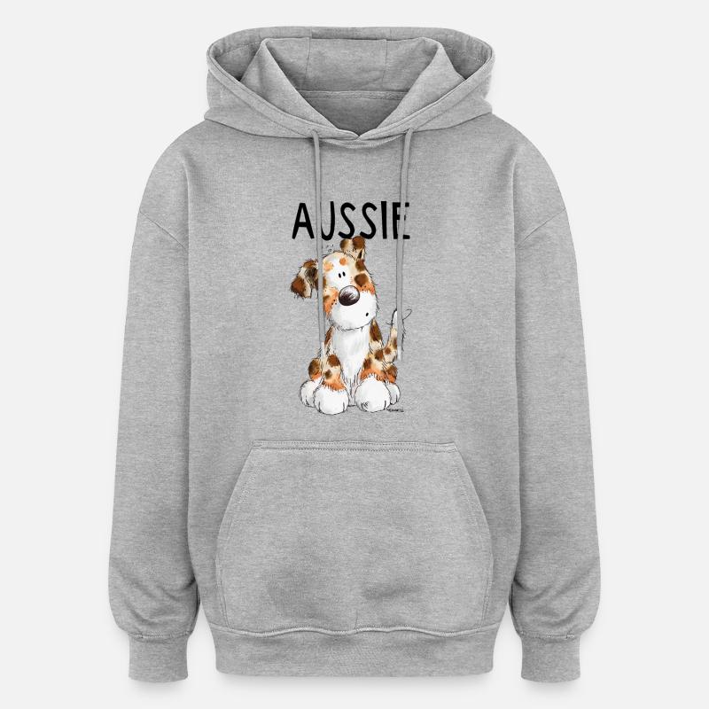 Fröhlicher Aussie - Australian Shepherd - Geschenk - Oversized Unisex Hoodie - Grau meliert