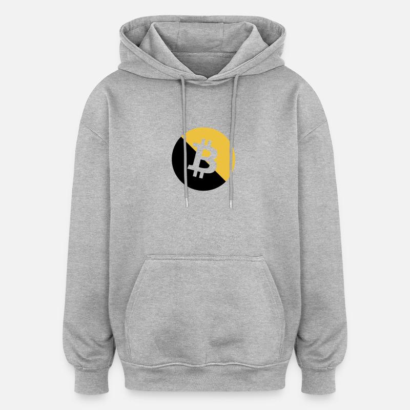 Bitcoin Golden Glitter - Bluza z kapturem oversize typu unisex - szary melanż