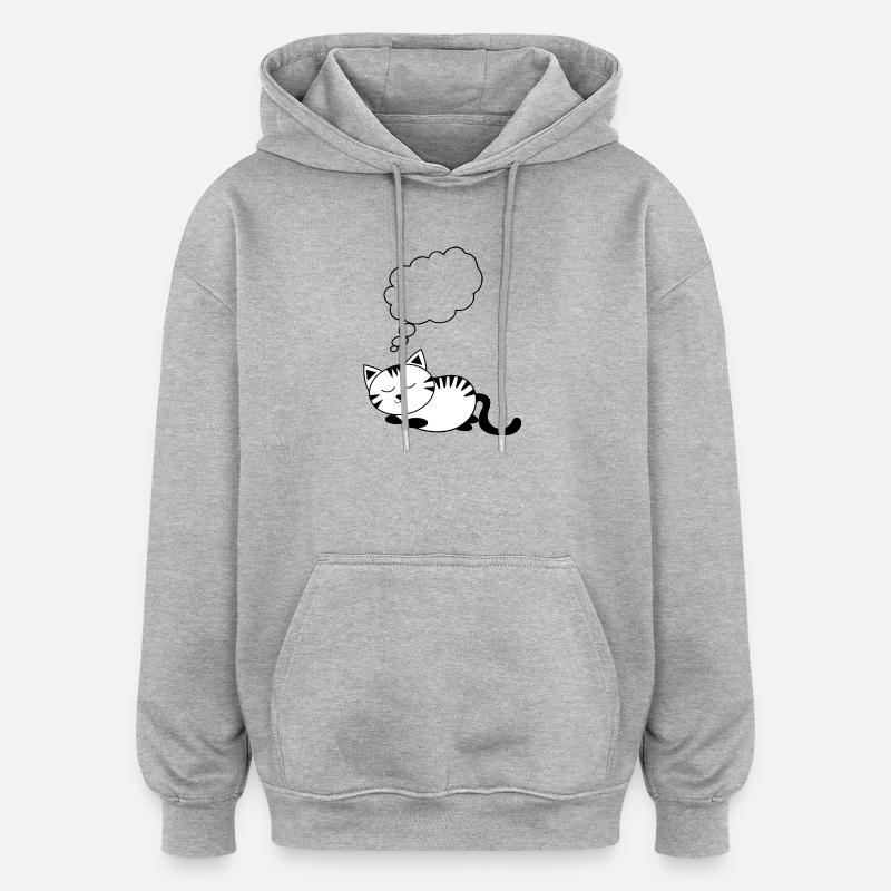 Katze KätzchenTier Comic personalisierbar Geschenk - Oversized Unisex Hoodie - Grau meliert