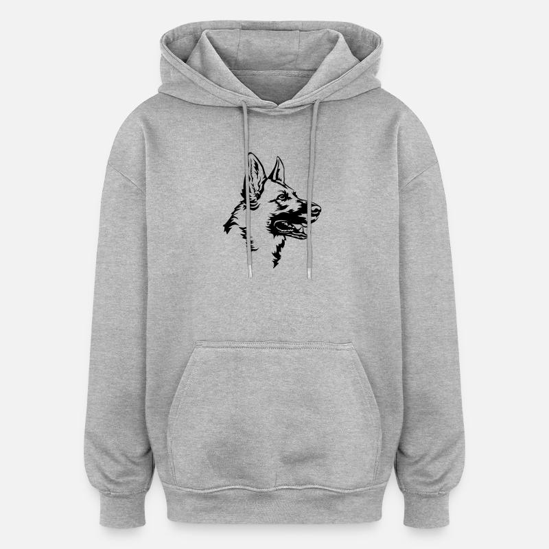 Deutscher Schäferhund Kopf - Oversized Unisex Hoodie - Grau meliert