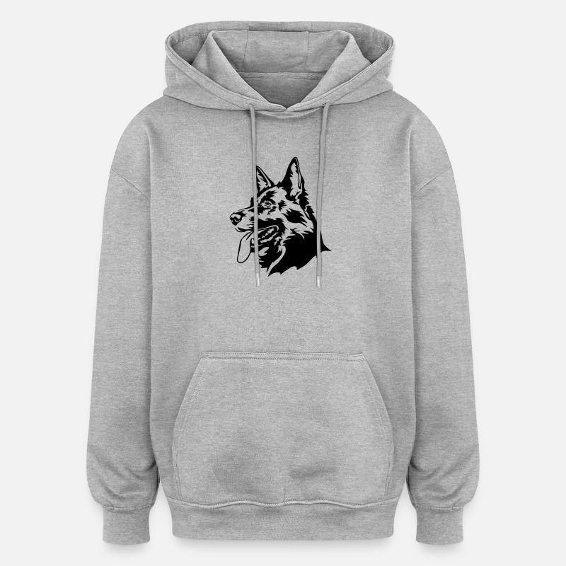 Deutscher Schäferhund Kopf - Oversized Unisex Hoodie - Grau meliert