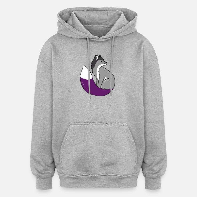Ace Pride Fox Asexué - Sweat à capuche oversize unisexe - gris chiné
