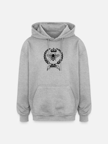 Biene im Lorbeerkranz - Oversized Unisex Hoodie - Grau meliert