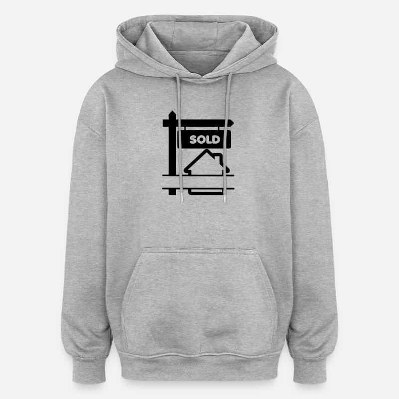 Panneau de logo transparent avec vendu - Sweat à capuche oversize unisexe - gris chiné