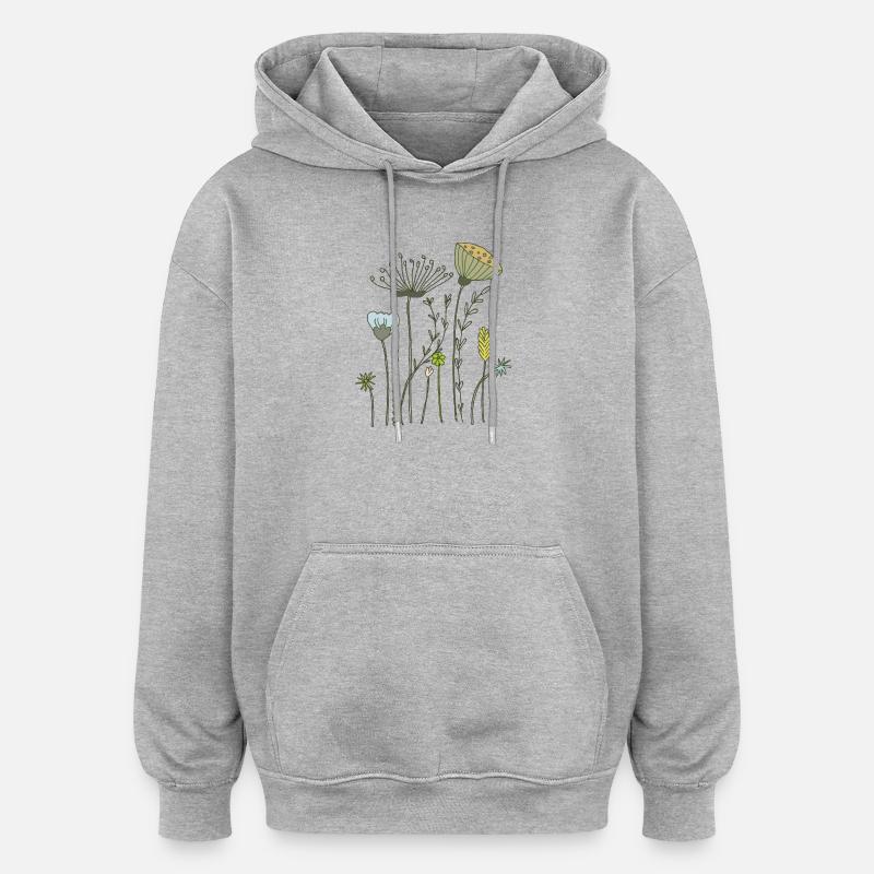 fleurs séchées prairie fleurie - Sweat à capuche oversize unisexe - gris chiné