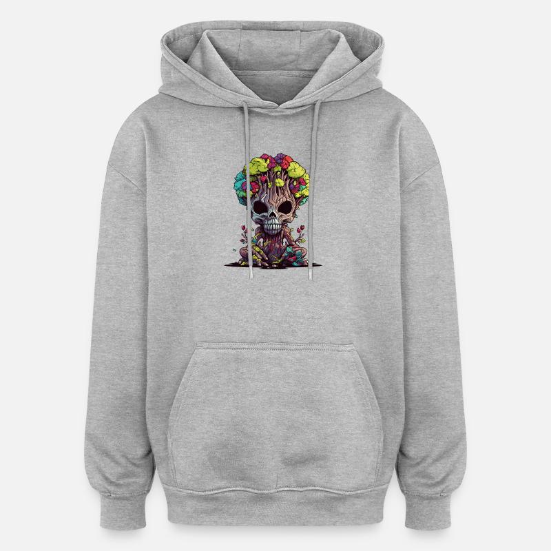 Floraison du crâne d’arbre - Sweat à capuche oversize unisexe - gris chiné