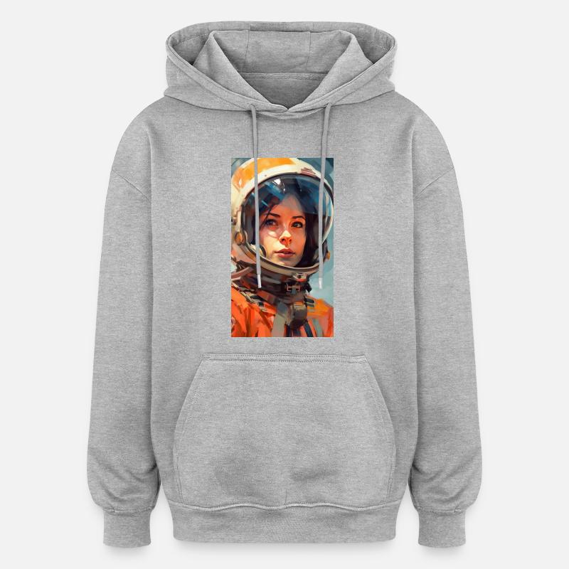 Fille de l’espace - Sweat à capuche oversize unisexe - gris chiné