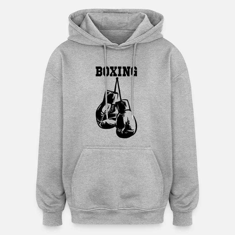 Gants de boxe noirs - Sweat à capuche oversize unisexe - gris chiné