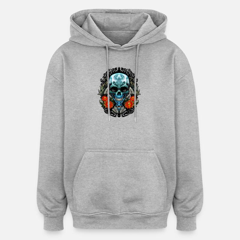 Crâne impressionnant - Sweat à capuche oversize unisexe - gris chiné
