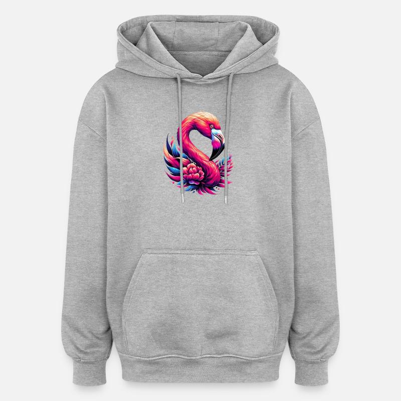 Flamant - Sweat à capuche oversize unisexe - gris chiné