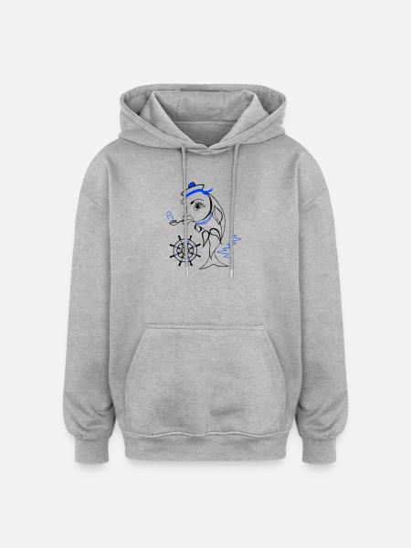 Sailor, Fish, Ahoy - Oversized Unisex Hoodie - heather grey