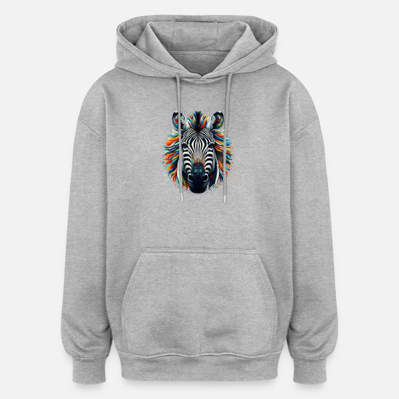 Zebra - Oversized Unisex Hoodie - Grau meliert