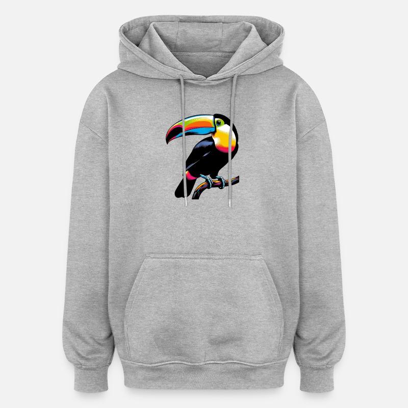 Toucan - Sweat à capuche oversize unisexe - gris chiné