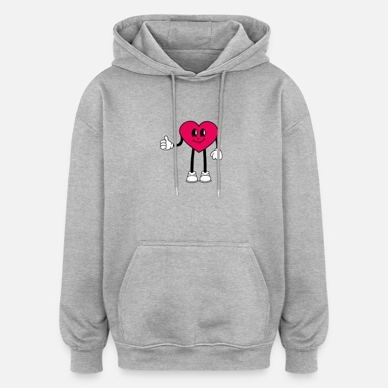 Cœur - Sweat à capuche oversize unisexe - gris chiné