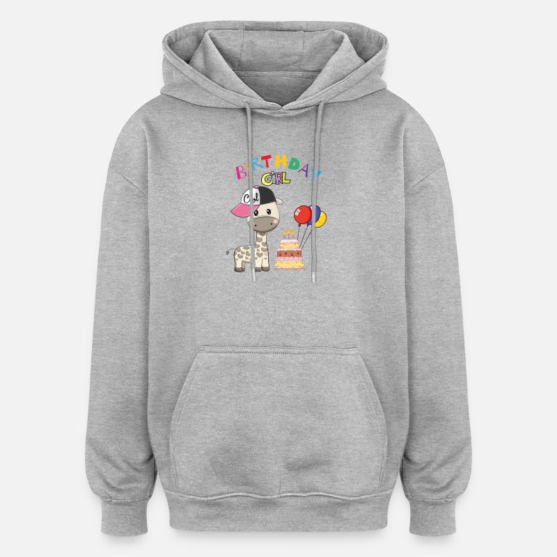 Fille d’anniversaire - Sweat à capuche oversize unisexe - gris chiné