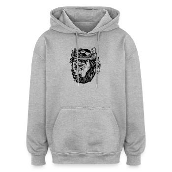 Buntes geometrisches abstraktes Design - Oversized Unisex Hoodie - Grau meliert - Vorne - Noah (186cm)