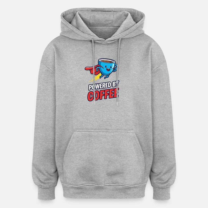 Café Super-héros avec cape - Sweat à capuche oversize unisexe - gris chiné