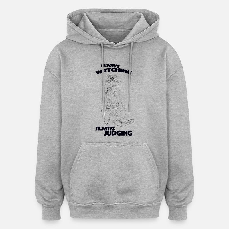TOUJOURS À OBSERVER, TOUJOURS À JUGER - Sweat à capuche oversize unisexe - gris chiné