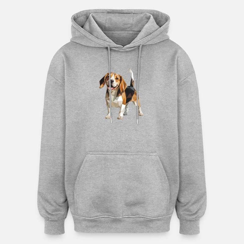 Beagle - Cool Low Poly Logo - Sweat à capuche oversize unisexe - gris chiné