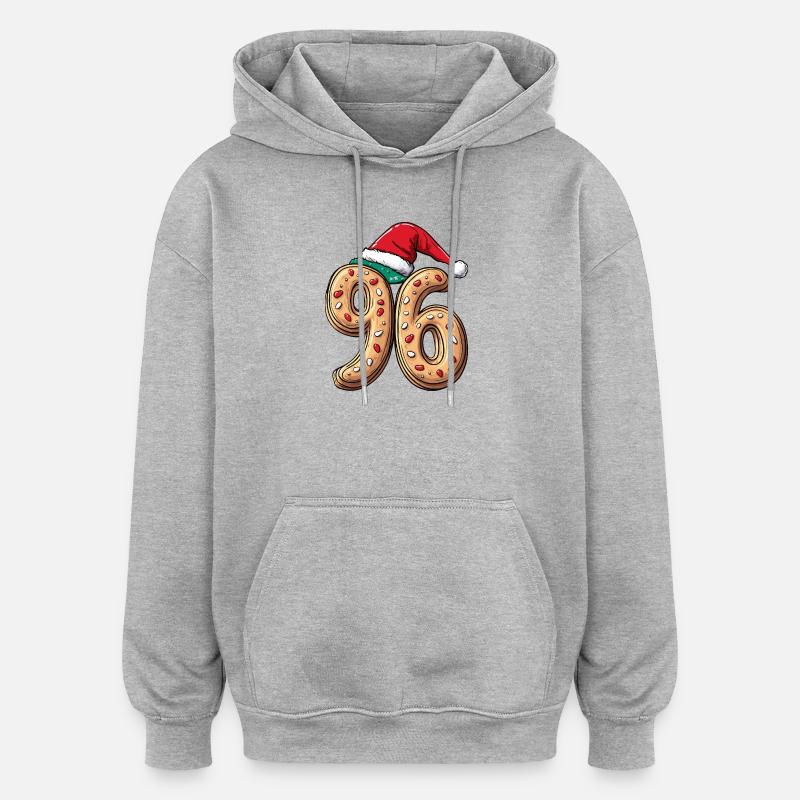 96 Biscuit Noël - Sweat à capuche oversize unisexe - gris chiné