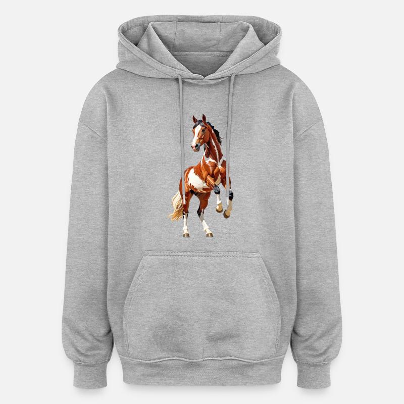 Cheval - Sweat à capuche oversize unisexe - gris chiné