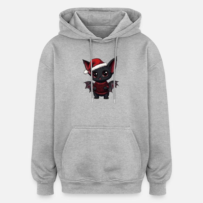 Noël de Noël de Chauves-souris - Sweat à capuche oversize unisexe - gris chiné