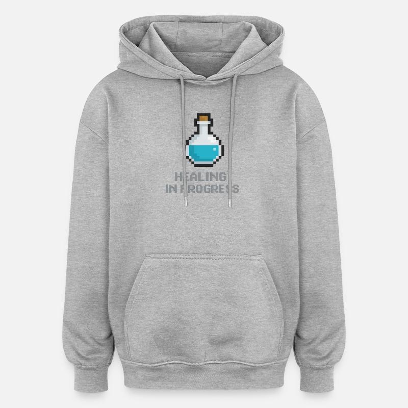 Potion de Guérison Pixel - Sweat à capuche oversize unisexe - gris chiné