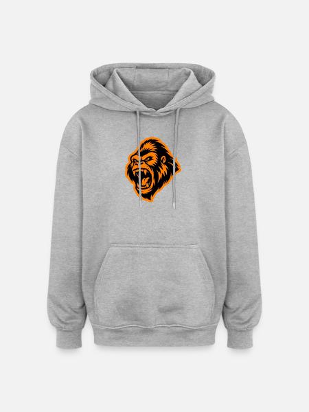 Gorilla Head - Oversized Unisex Hoodie - heather grey